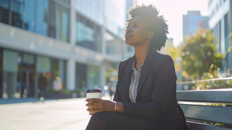 Woman experiencing signs of depression at work and difficulty functioning on the job