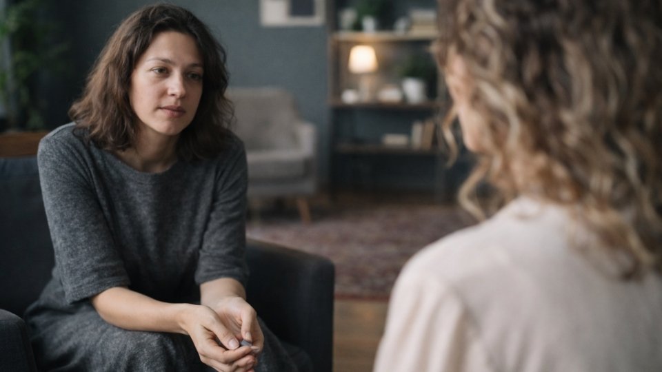 Woman seeking professional help for high functioning depression