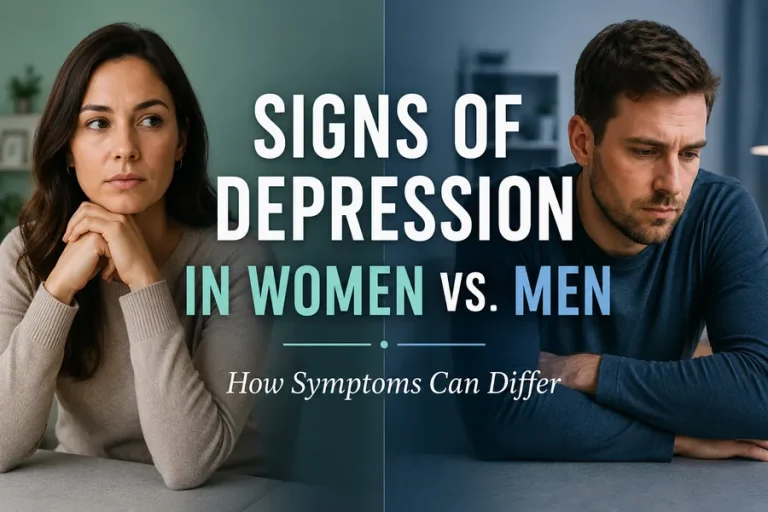 Signs of depression in women compared with depression symptoms in men