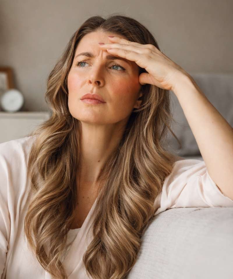 Woman experiencing depression symptoms in a home setting, representing emotional overwhelm and the need for women’s depression treatment