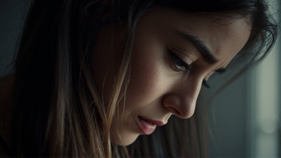 What to Do When Someone Is Having a Mental Breakdown starts with being able to recognize its happening, as this woman does with her head down.