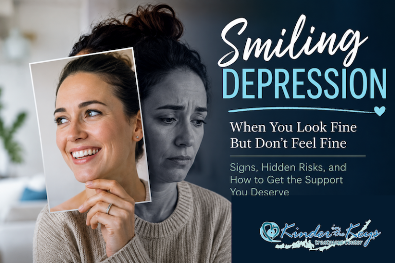 Smiling depression showing the contrast between appearing happy and struggling with depression privately