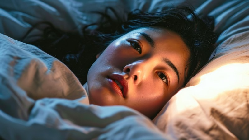 Woman experiencing insomnia and sleep problems associated with depression