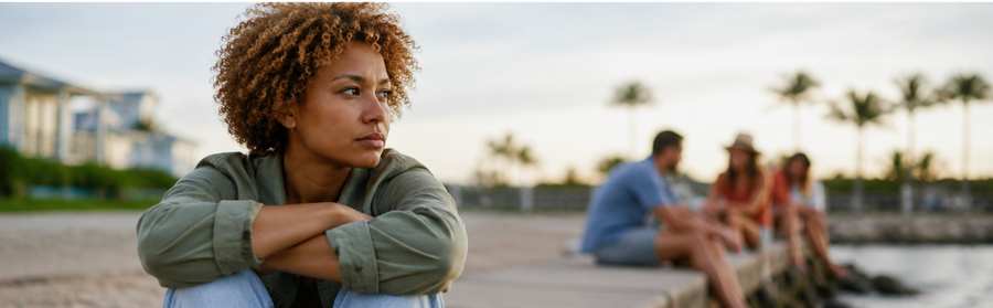 Woman experiencing social withdrawal associated with social anxiety