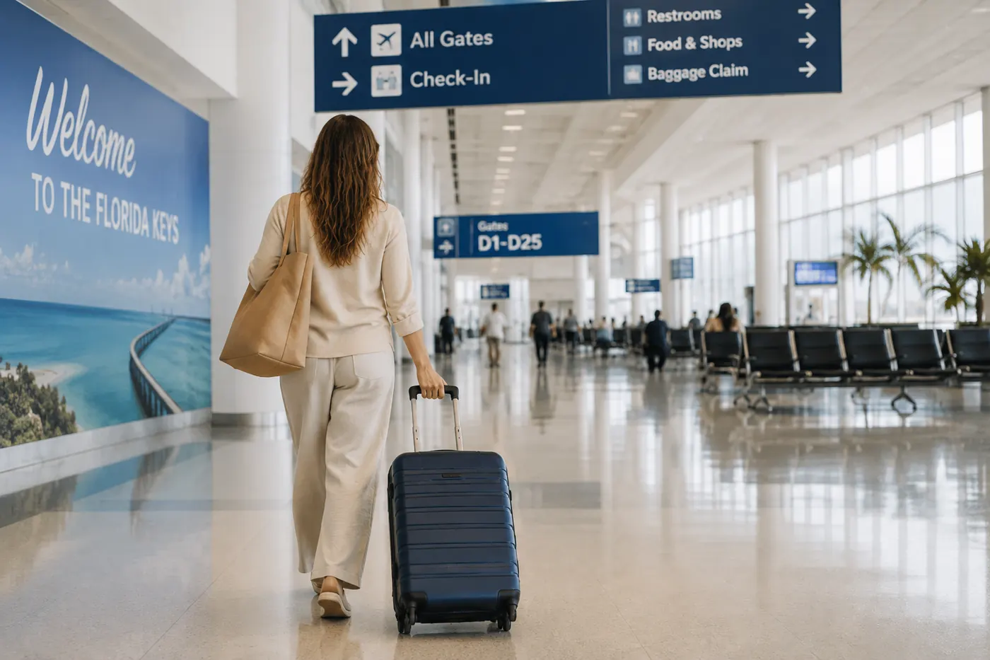 Woman traveling with suitcase for residential treatment at Kinder in the Keys