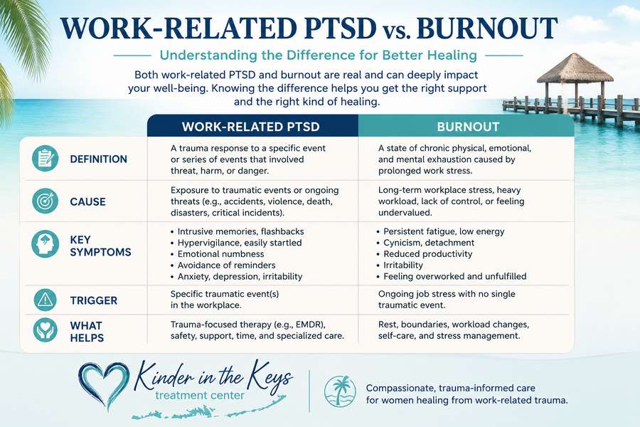 Work-related PTSD vs burnout symptoms and differences