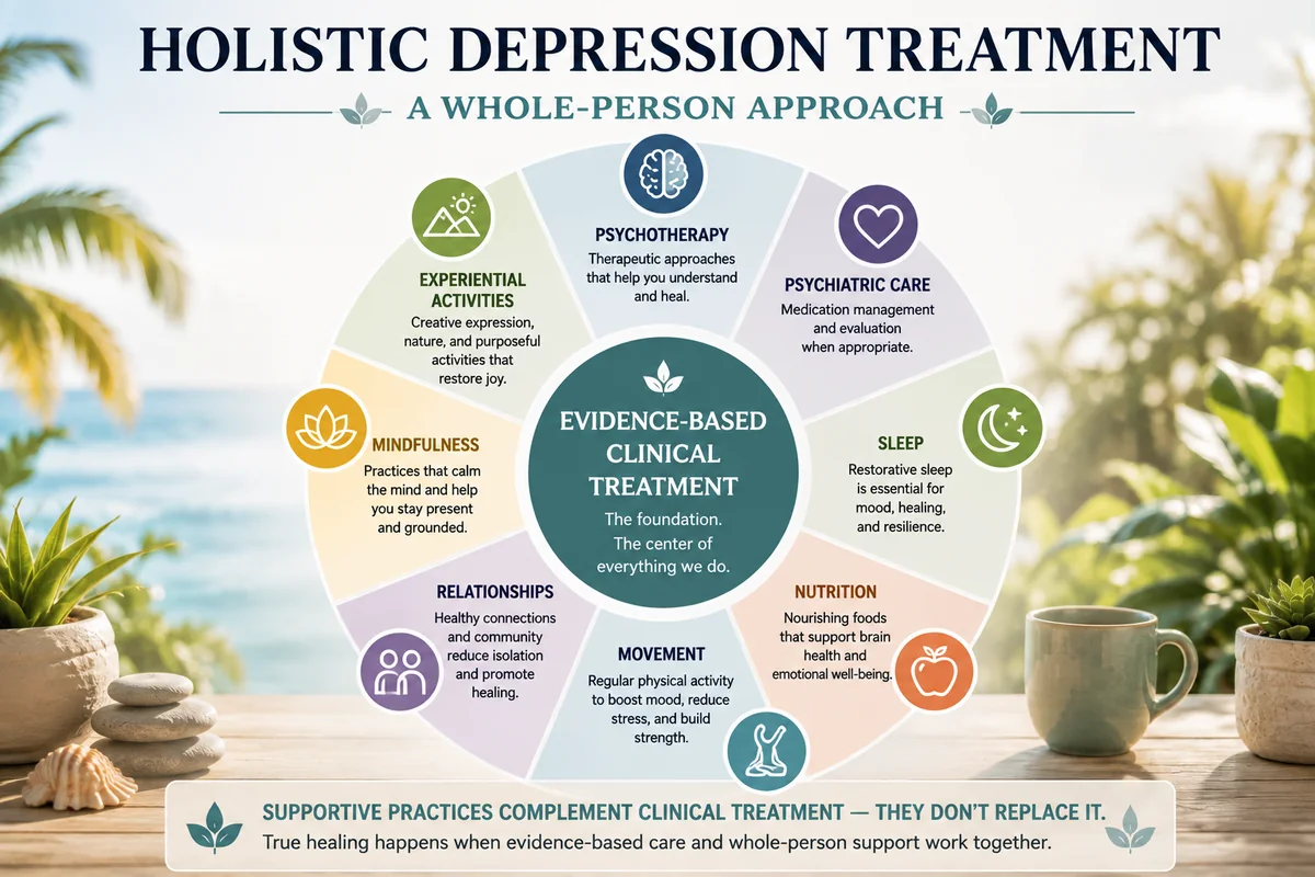 Holistic depression treatment combines evidence-based clinical care with supportive whole-person practices