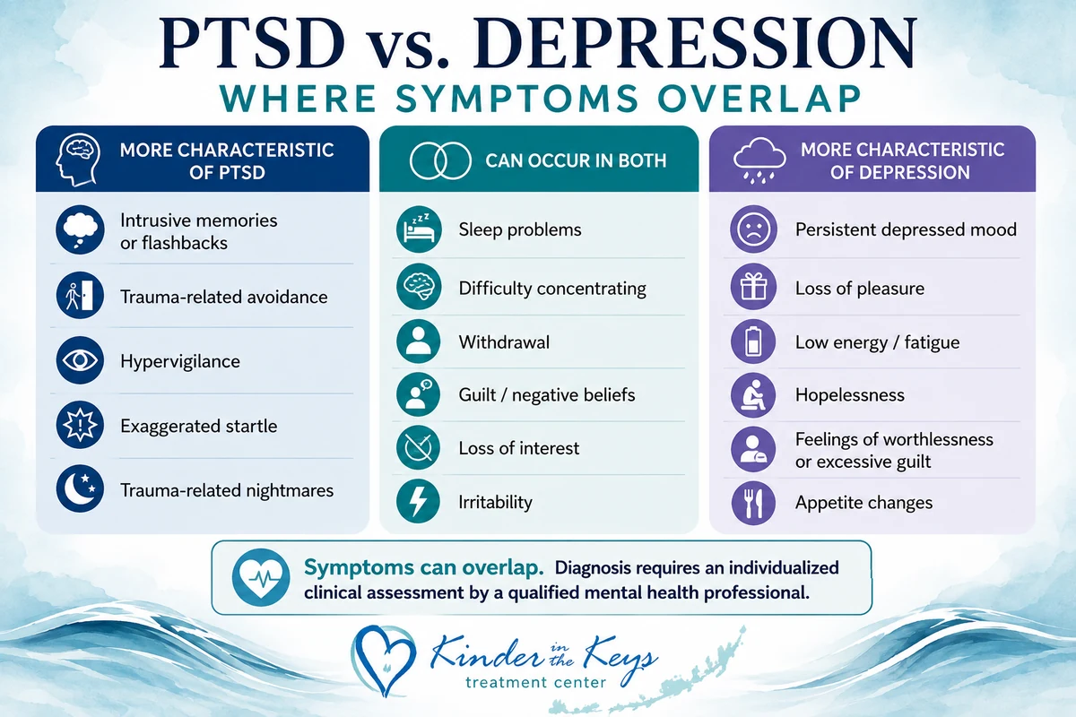PTSD symptoms in women compared with overlapping symptoms of depression