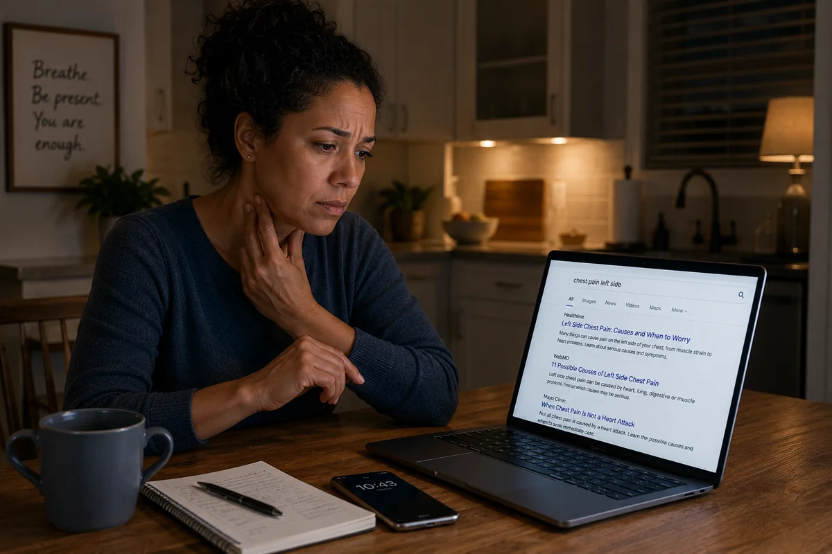 Signs of hypochondriasis including repeated checking and reassurance seeking