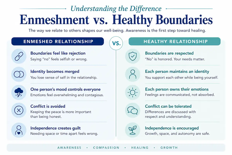 Enmeshment trauma versus healthy boundaries in adult relationships
